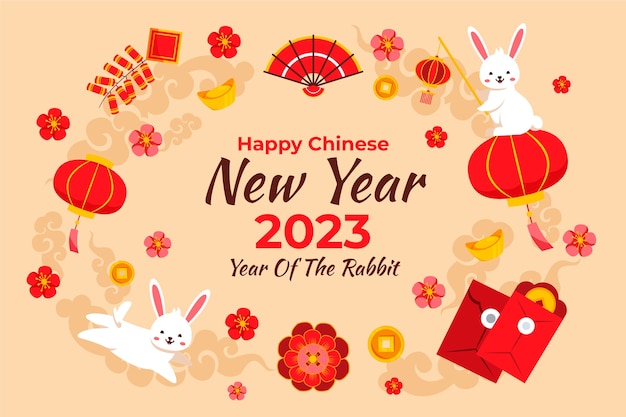 Flat background for chinese new year festival