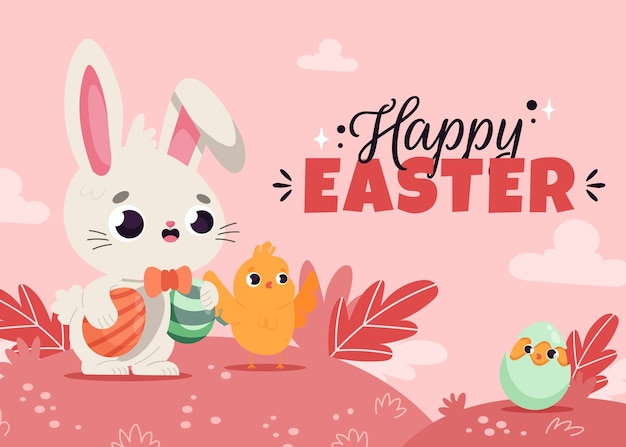 Flat background for easter celebration