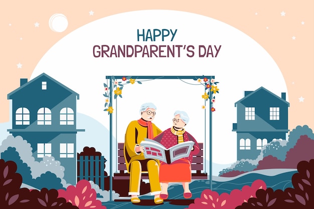 Flat background for grandparents day celebration