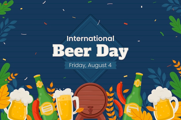 Flat background for international beer day celebration