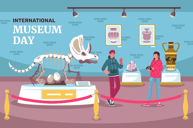 Flat background for international museum day