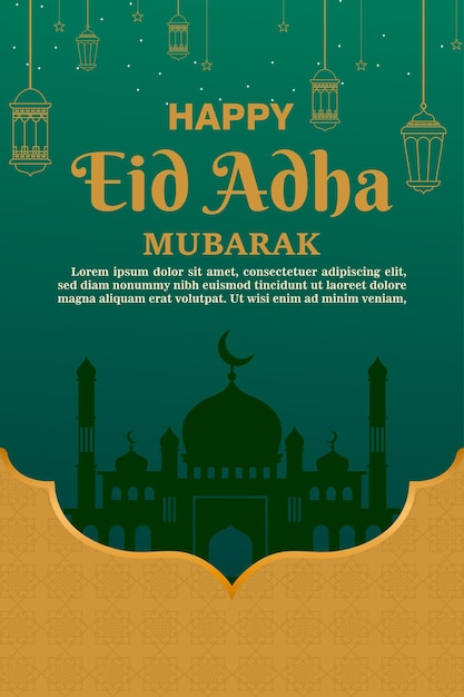 Flat background for islamic eid aladha celebration