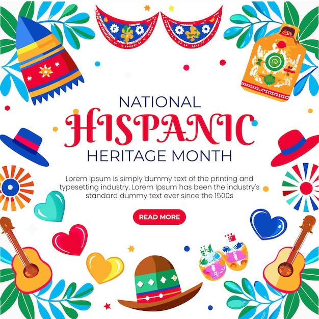 Flat background for national hispanic heritage month