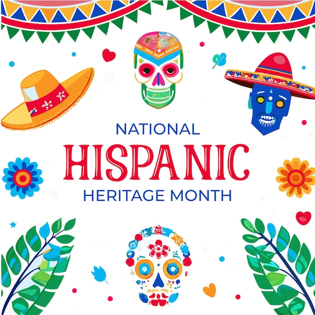 Flat background for national hispanic heritage month