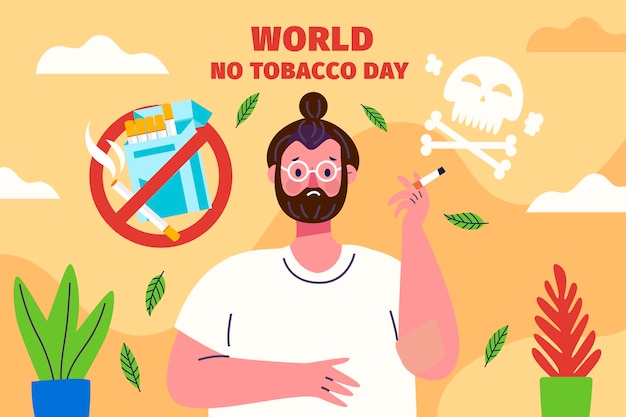 Flat background for no tobacco day awareness