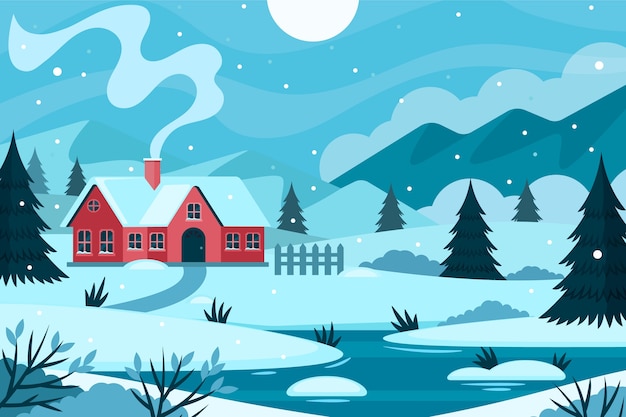 Flat background for winter season celebration