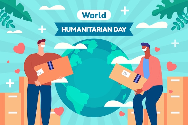 Flat background for world humanitarian day celebration