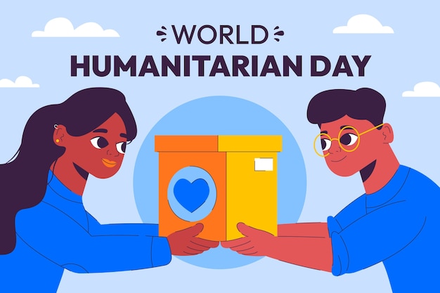 Flat background for world humanitarian day