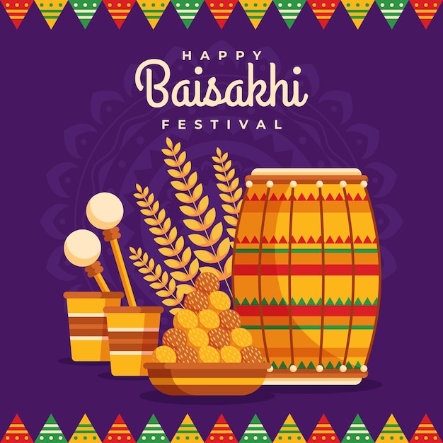 Flat baisakhi illustration