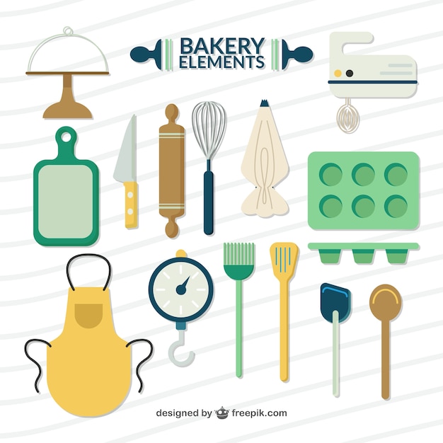 Vector flat bakery elements and accessories