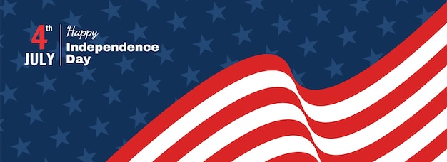 Flat banner with text 4th of July and Happy Independence day