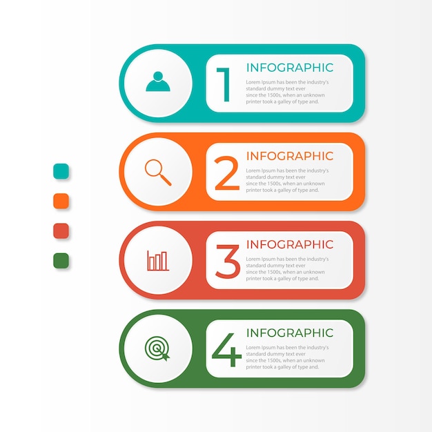 Flat banners for infographic presentation slide with 4 options or steps