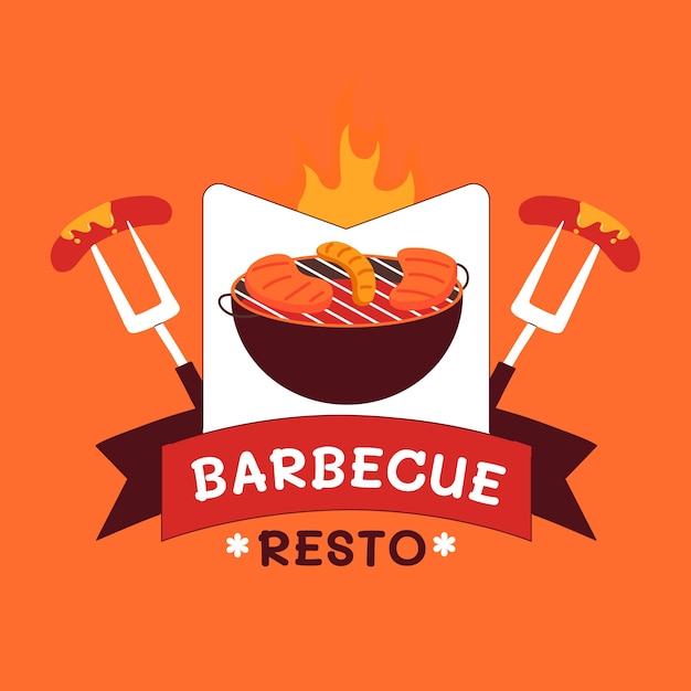 Flat bbq logo template