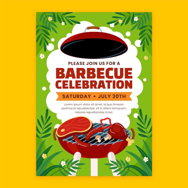 Vector flat bbq poster template