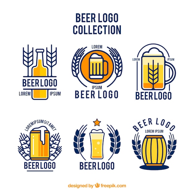 Flat beer logo collection