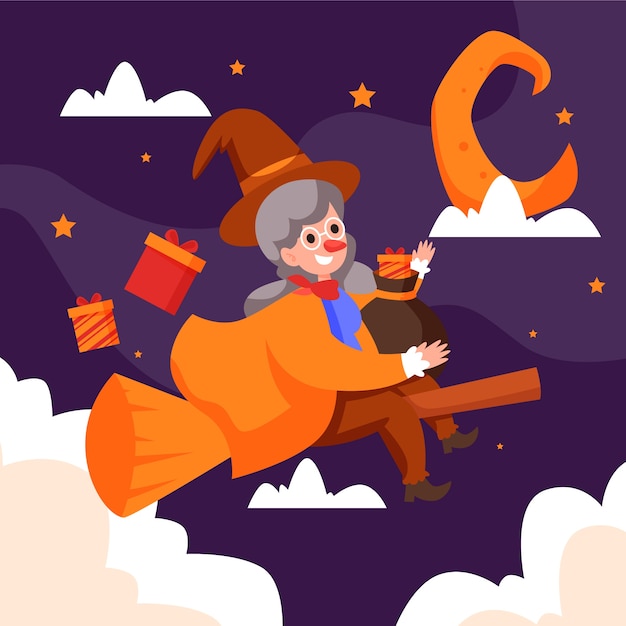 Flat befana illustration