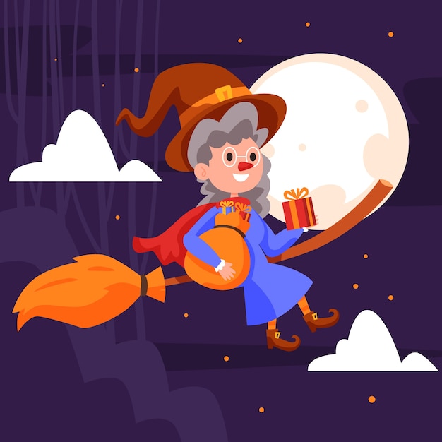 Flat befana illustration