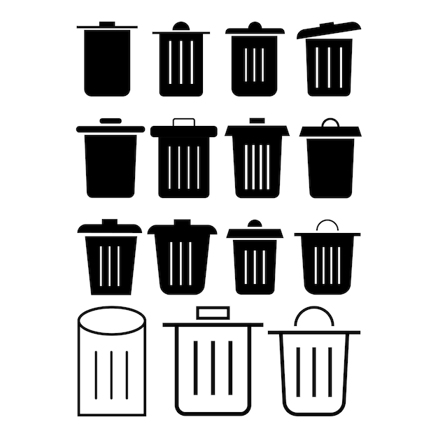 Flat Bin Icon set Symbol Vector Illustration