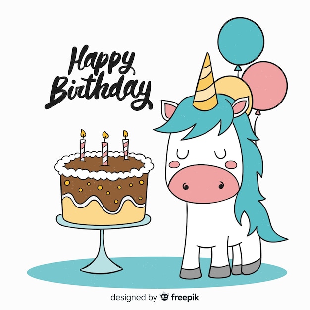 Flat birthday animal background