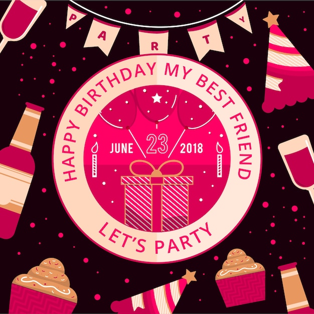 Flat birthday party background