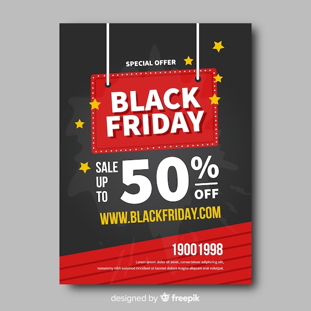 Flat black friday flyer template