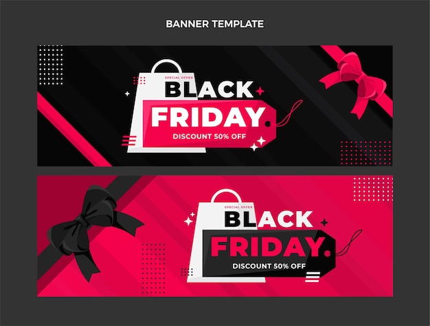 Flat black friday horizontal banners set