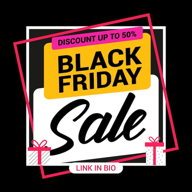 flat black friday instagram posts collection Instagram post sale social media banner template wit