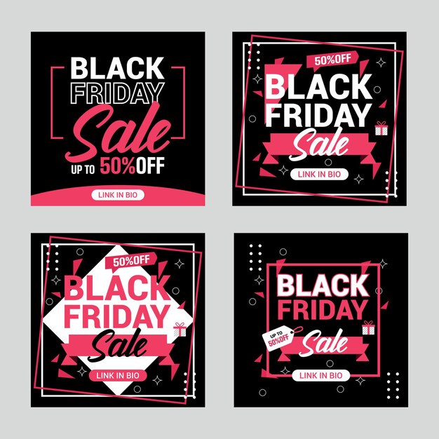 flat black friday instagram posts collection Instagram post sale social media