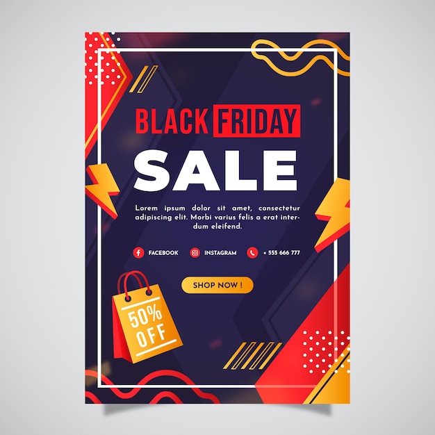 Flat black friday vertical poster template