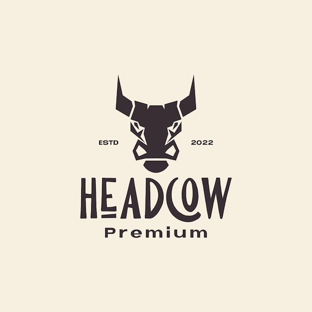 Flat black head cow livestock cattle retro logo design vector graphic symbol icon illustration creative idea