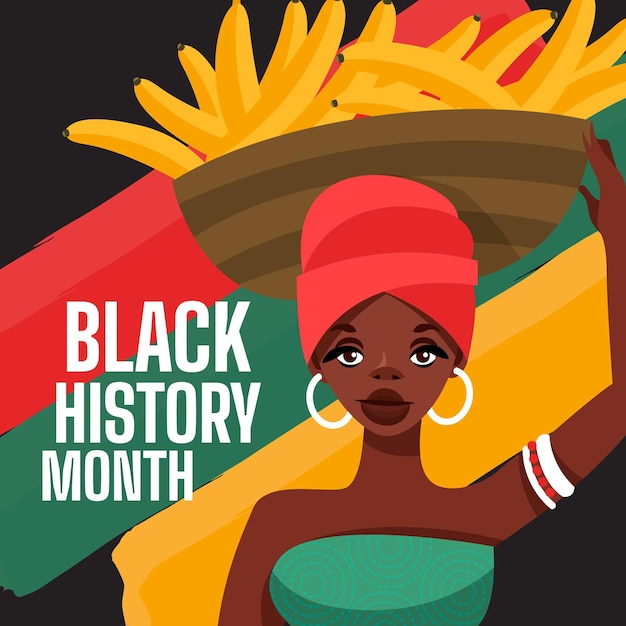 Flat black history month illustration