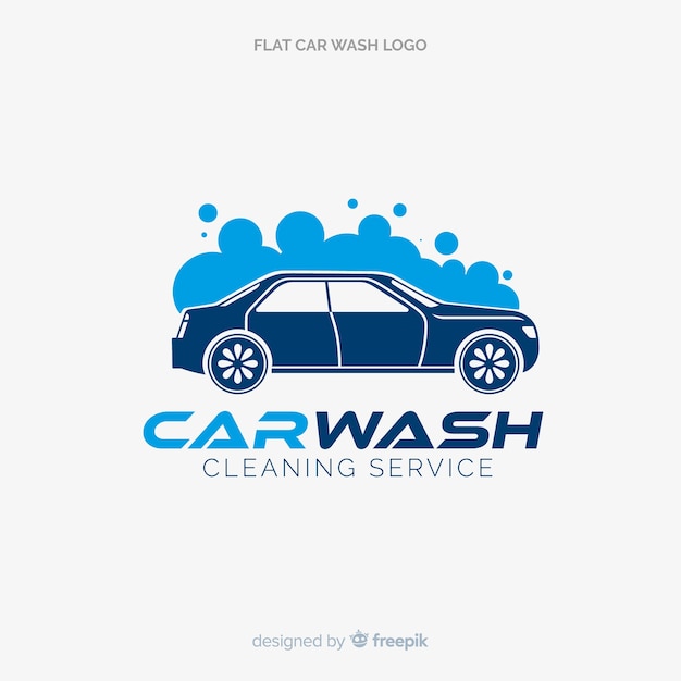 Flat blue car wash logo