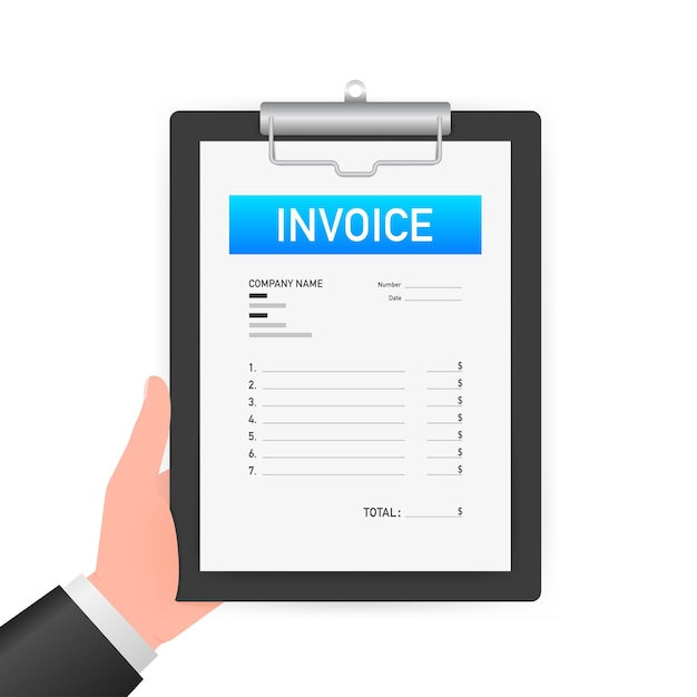 Flat blue invoice illustration Vector flat illustration Payment check