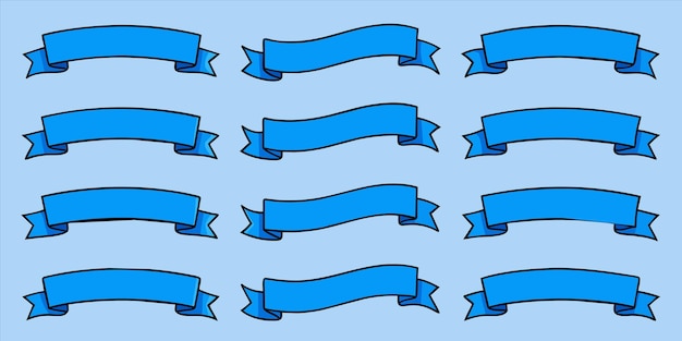 flat blue ribbon vector illustration for multiple use