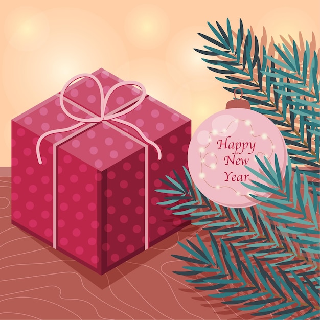 Flat Boxes with gifts and Christmas decorations vector