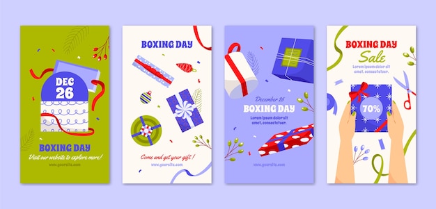 Flat boxing day instagram stories collection