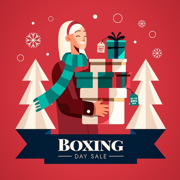 Flat boxing day sale illustration