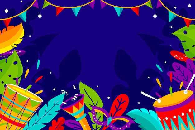 Flat brazilian carnival celebration background