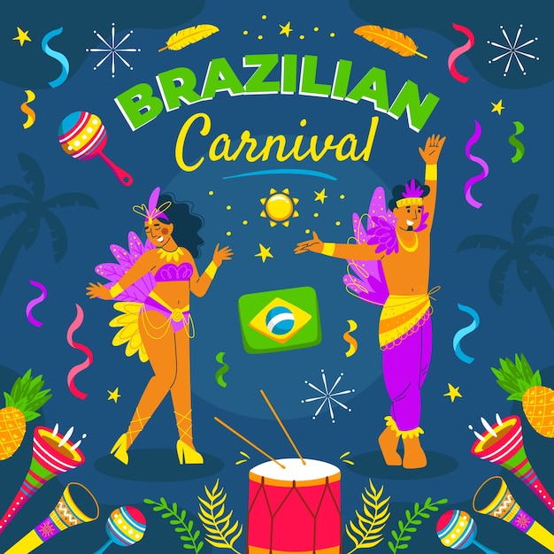 Flat brazilian carnival illustration