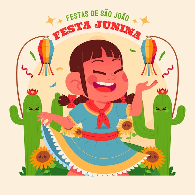 Flat brazilian festas juninas illustration