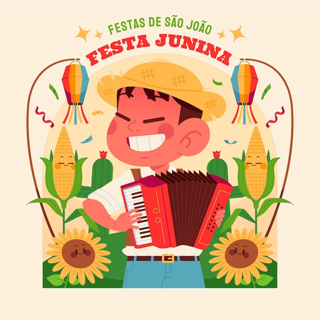 Flat brazilian festas juninas illustration