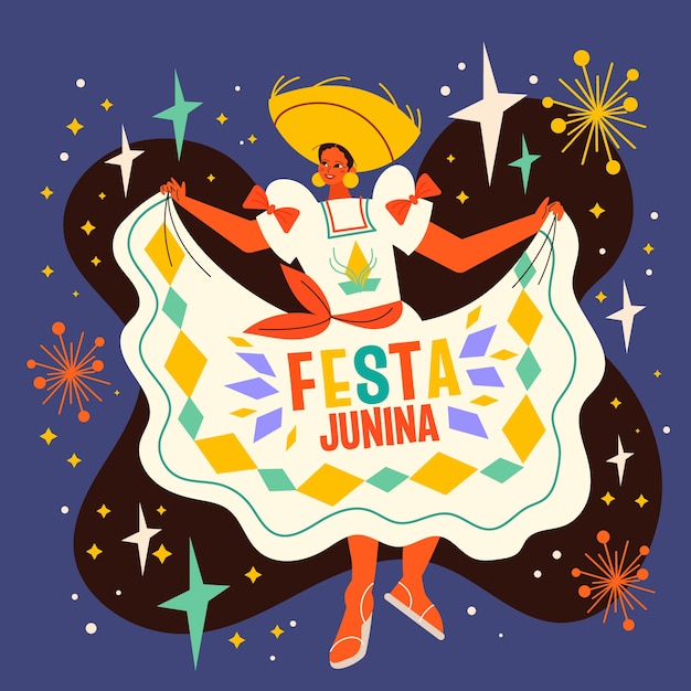 Flat brazilian festas juninas illustration