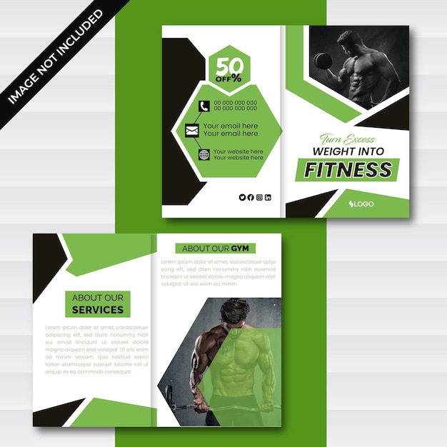 Vector flat brochure template design for gym and exercise