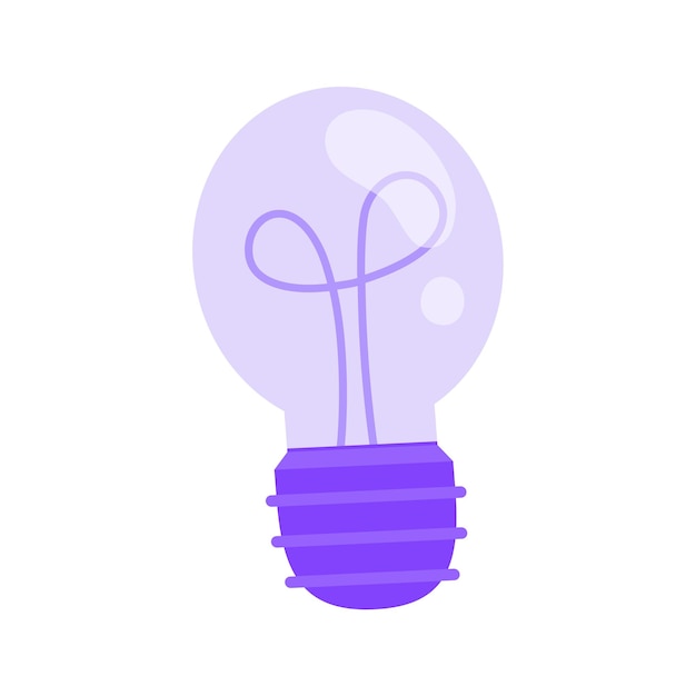 Flat bulb with light rays for idea on white