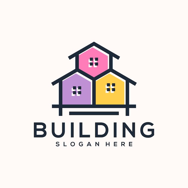 Flat bulding logo design vector illustration idea