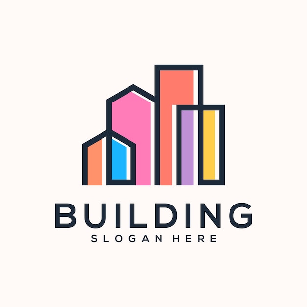 Flat bulding logo design vector illustration idea