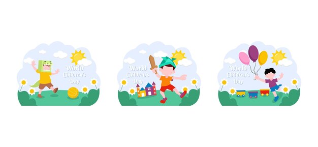 Flat Bundle Children39s Day Design Illustration