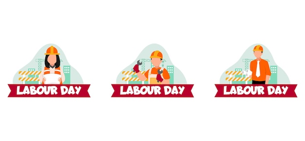 Flat Bundle Labour Day Design Illustration