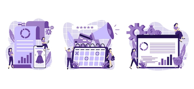 Flat Bundle Marketing Purple Room Site Design Illustration