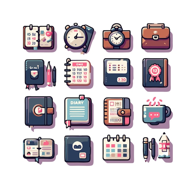 flat bundle vector design of diary notebook icon